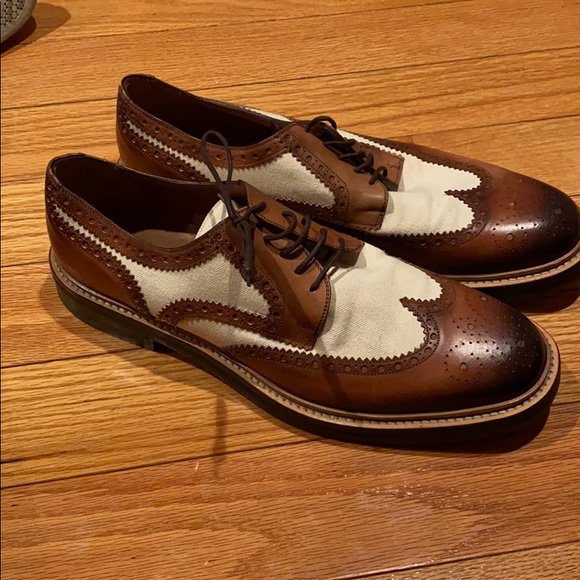 Rare Gucci leather & canvas wingtip oxfords - Picture 2 of 8